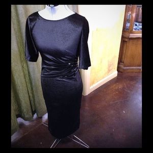 Black velvet dress with beaded pleated detail