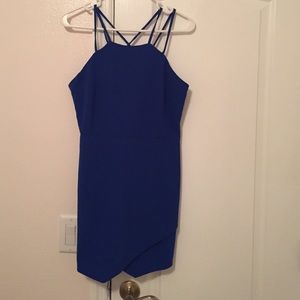 Blue Criss-Cross Back Homecoming dress