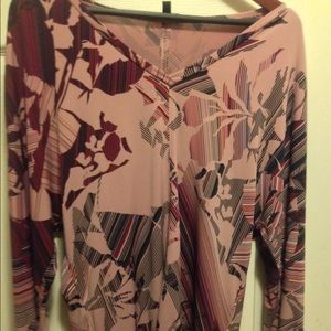 Long sleeve burgundy Multi-colored Abstracts