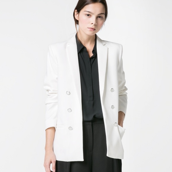 SOLD Mango White Double Breasted Blazer