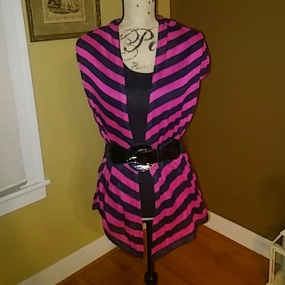 Pink/Black Striped Shrug Top