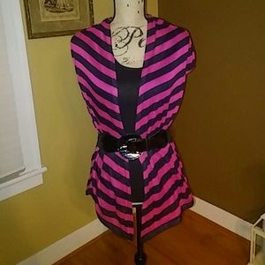 Pink/Black Striped Shrug Top