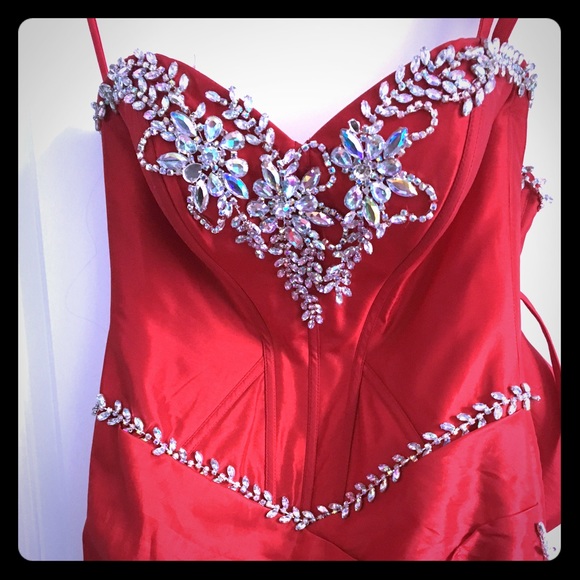 Custom made corset evening gown.