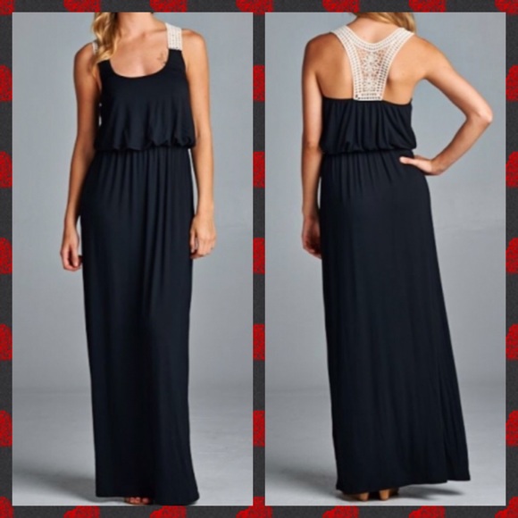 🎉HP🎉Crochet Back Maxi Dress