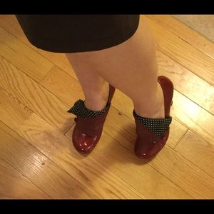 Red, black, and white shoes