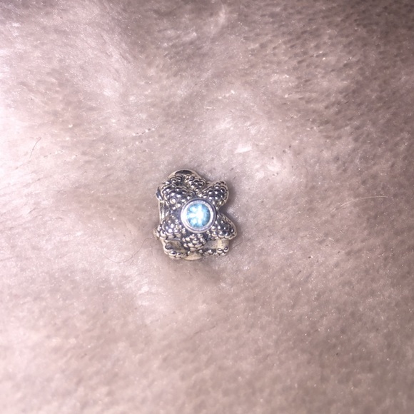 Pandora silver starfish charm with blue topaz