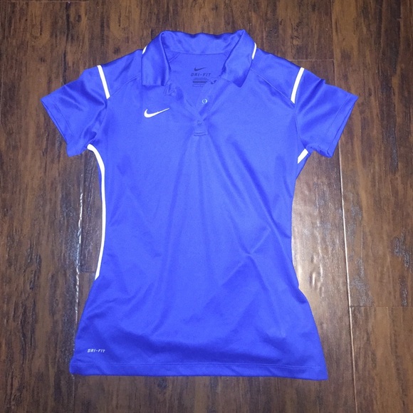 Royal blue and white nike polo