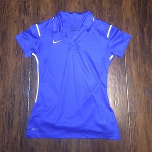 Royal blue and white nike polo