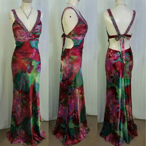 David's Bridal Dresses & Skirts - David's Bridal Open Back Multicolor Maxi Dress - 4