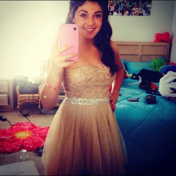 Nude homecoming prom dress