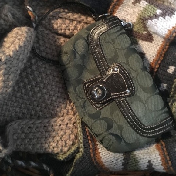 Green Coach Wristlet