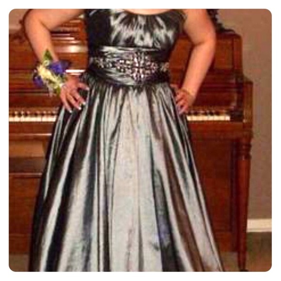 Slate grey ball gown.