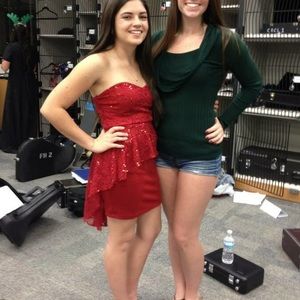 Red peplum sequin dress