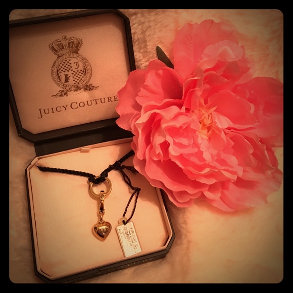 Juicy Couture black cord heart charm necklace