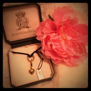 Juicy Couture black cord heart charm necklace