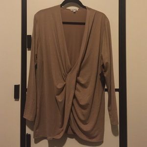 Kiyonna Wrap Cardigan in Taupe NWT