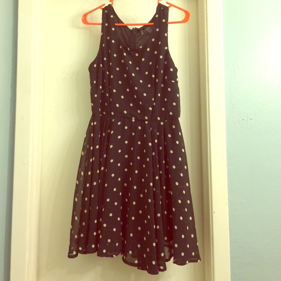 Polka-dot navy blue dress