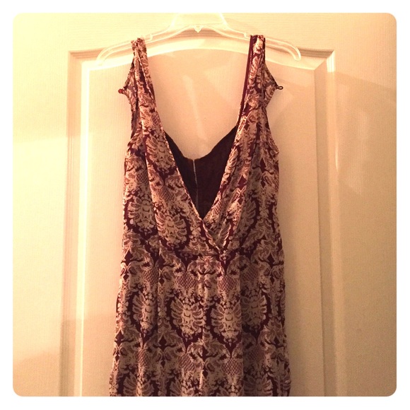 Patterned Cream and Burgundy Jumpsuit