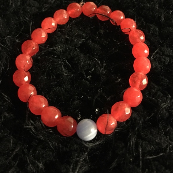 Authentic gem bracelet jadeite & blue lace agate