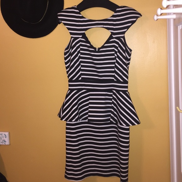 Black and white striped dress