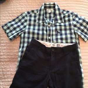 Boys size medium shirt and 10 shorts