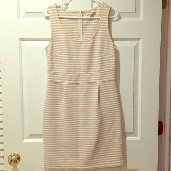 LOFT dress - beige and white stripe - size 8