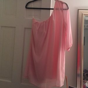 Baby pink one shouldered dress