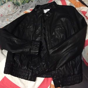 Black leather moto jacket