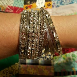 Torrid- set of 10 Silver Bangle Bracelets NEW