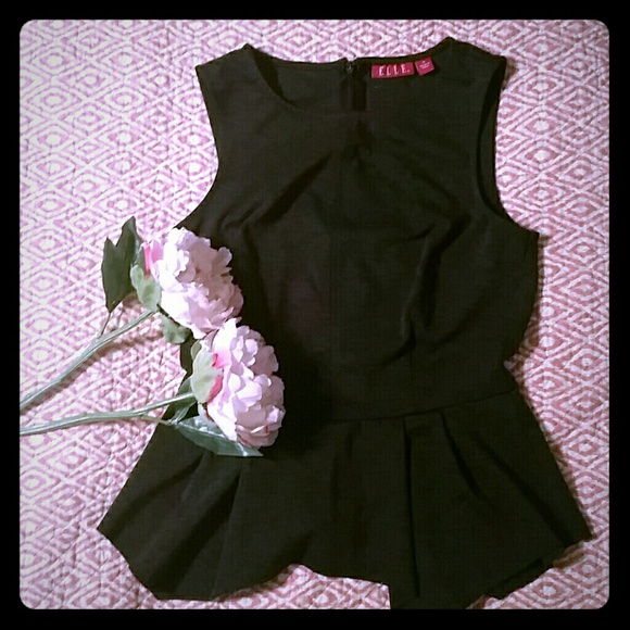 Peplum charcoal grey top