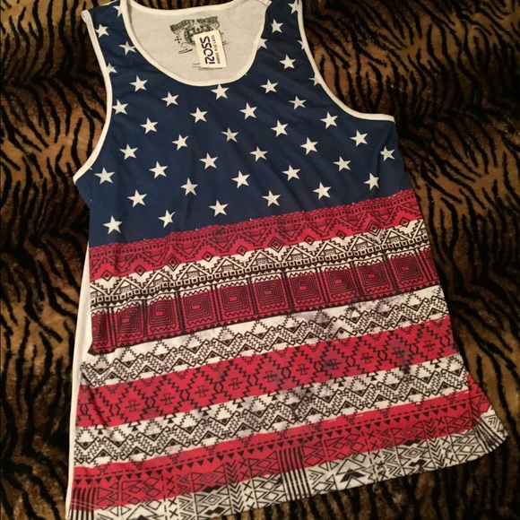 NWT MENS SUMMER Muscle tee American flag 4th July