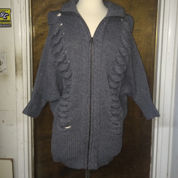 Robert Rodriguez cashmere wool gray zipper sweater
