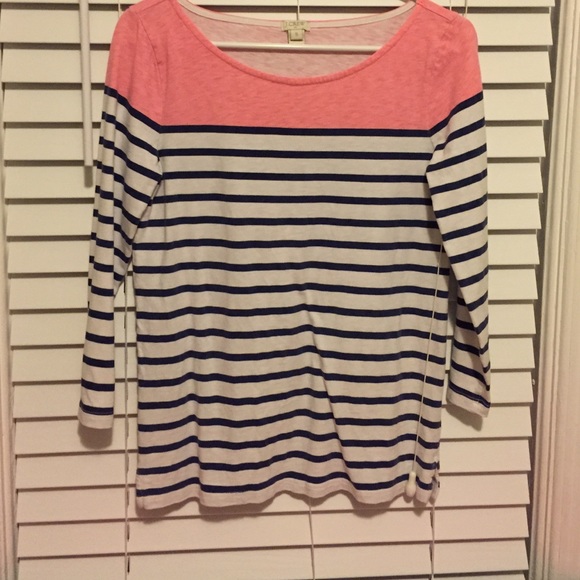 J.Crew navy and pink shirt.