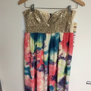 Sequin/Floral Maxi Dress