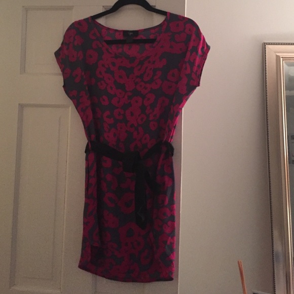 Aqua patterned dress w belt