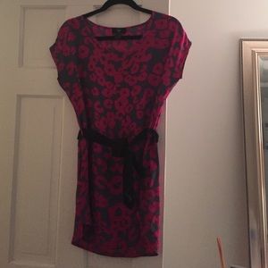 Aqua patterned dress w belt