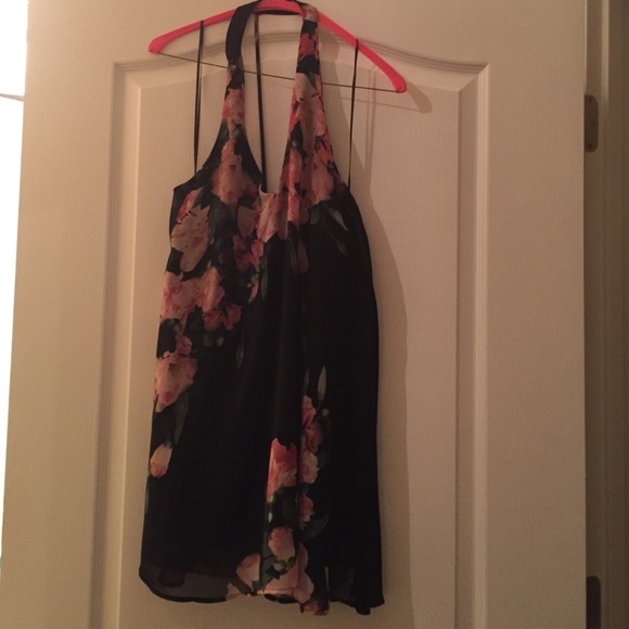 Black and floral halter dress - Picture 1 of 4