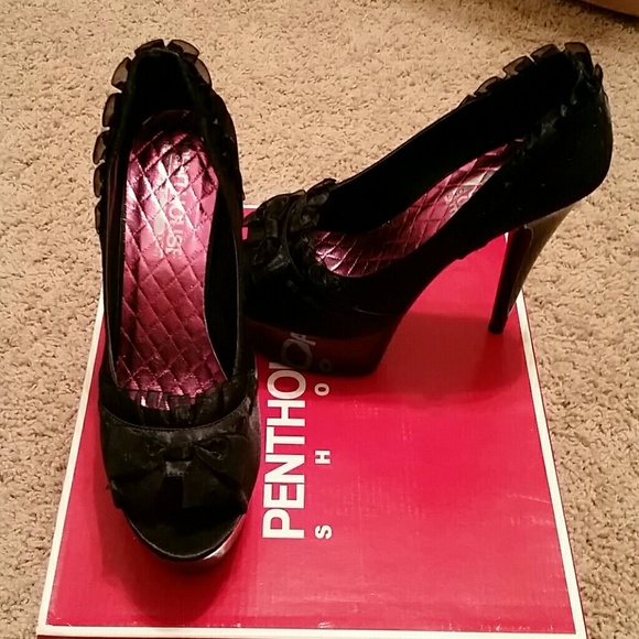 Black spike platform heels 8