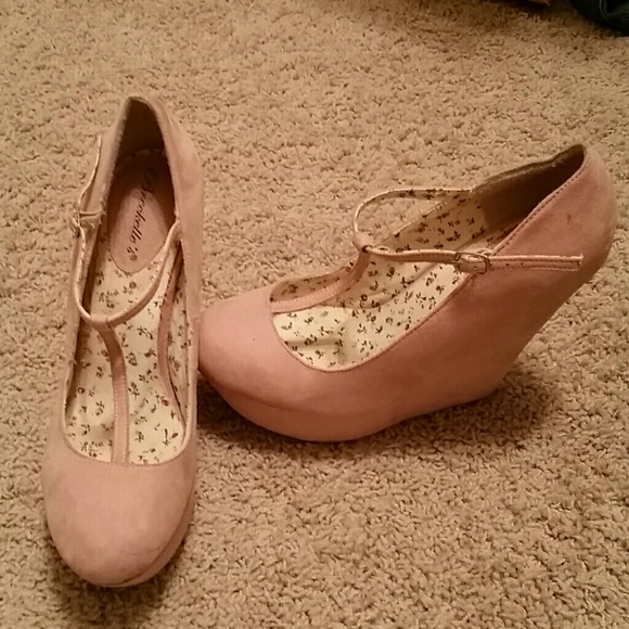 Pink platform wedge heels 9