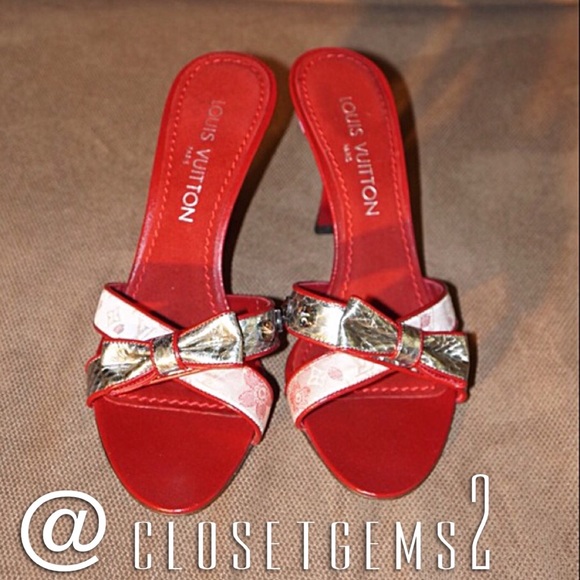 Authentic Louis Vuitton Satin Slides - Picture 1 of 4