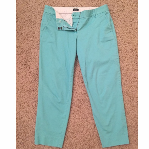Jcrew "City Fit" cropped pants - seafoam green.