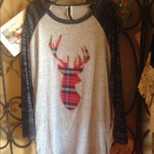 Plaid deer tunic with raglan sleeves