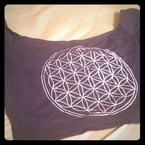 Black off shoulder flower of life crop top
