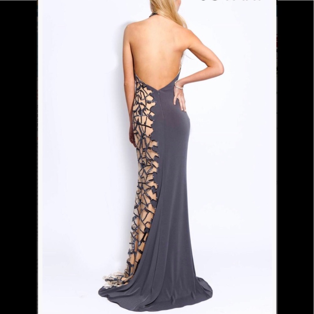 Jovani sexy drop back high neck dress. Great for prom