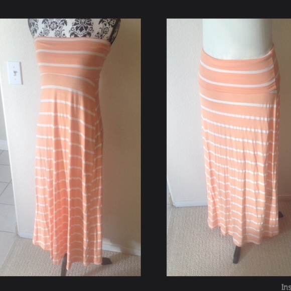 Promesa Dresses & Skirts - ♦️3/$21❗️Peach stripe convertible maxi skirt/dress
