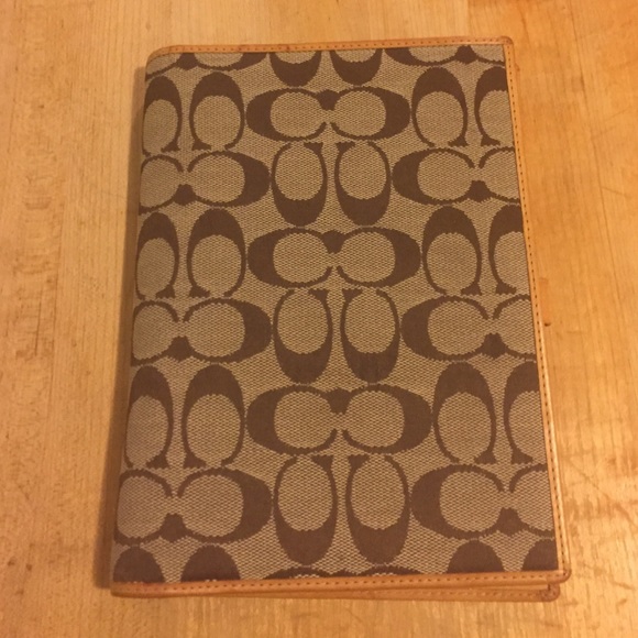 Tan Coach Signature Agenda canvas/leather 8.5x6"