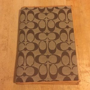 Tan Coach Signature Agenda canvas/leather 8.5x6"