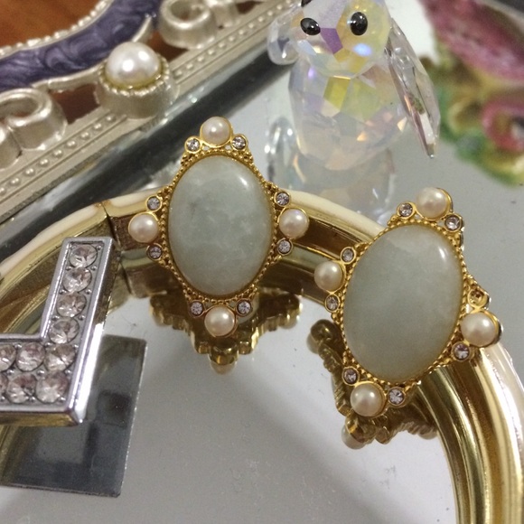 Aqua Cabochon Earrings