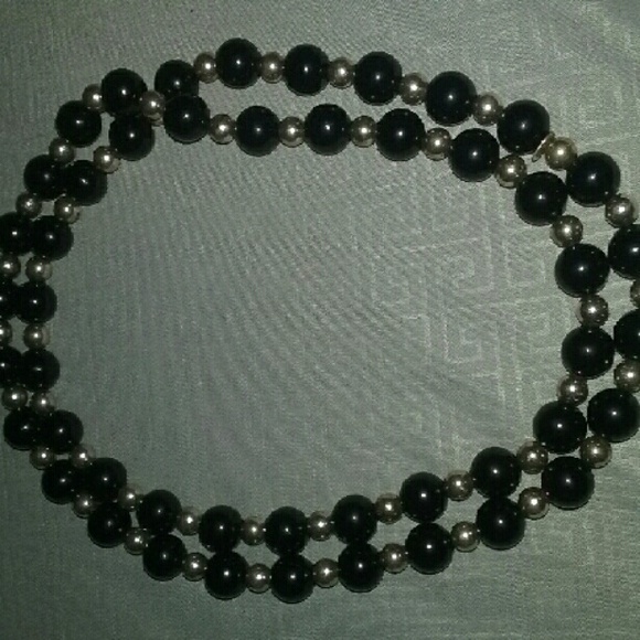Tiffany & co onyx and sterling silver necklace
