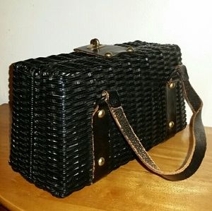 Vintage Wicker/Leather Purse-60's